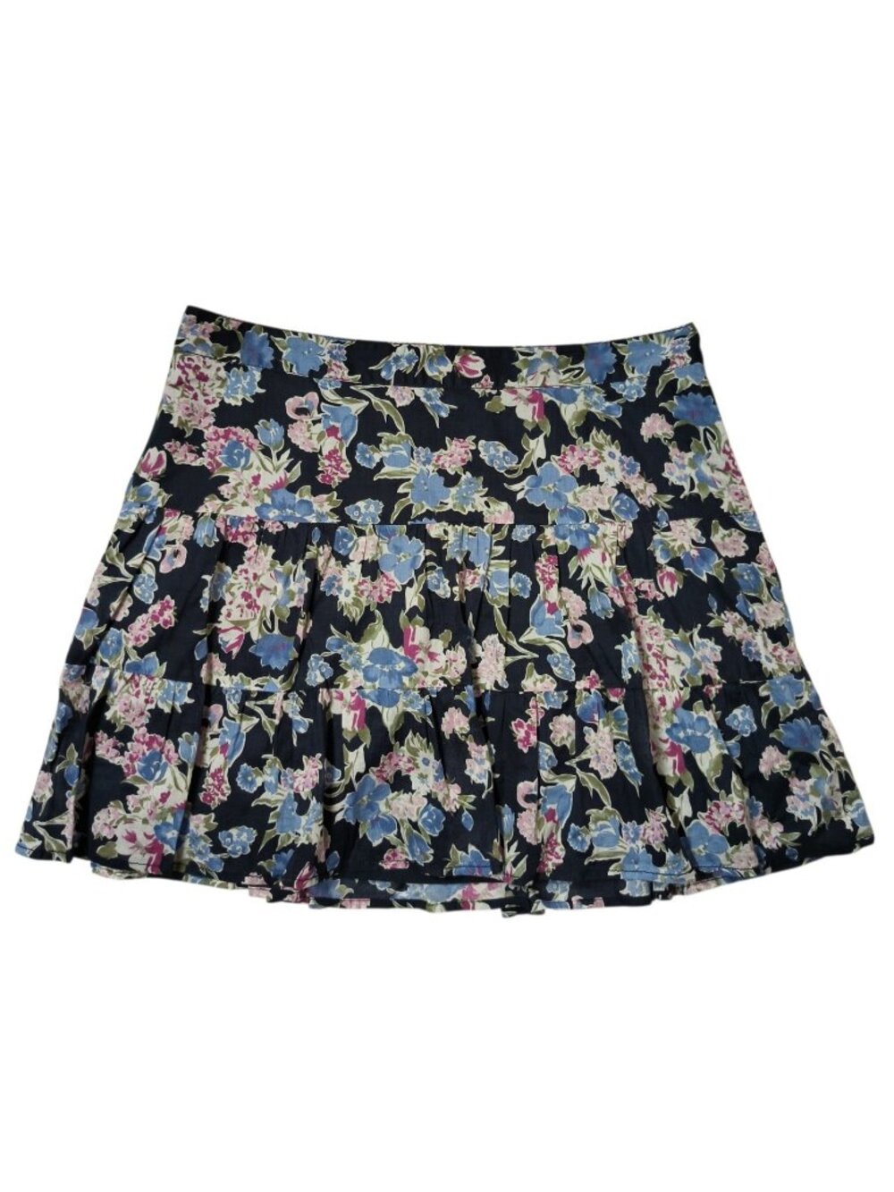 Ann Taylor LOFT Knee Length Skirt Navy Floral Cotton Women's Size 14